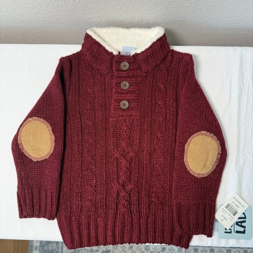 Little Lad Burgandy Cable Knit Sweater 2T NWT